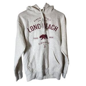 LONG BEACH CALIFORNIA Off White Gray Heavy Pullover Hoodie SZ S EUC